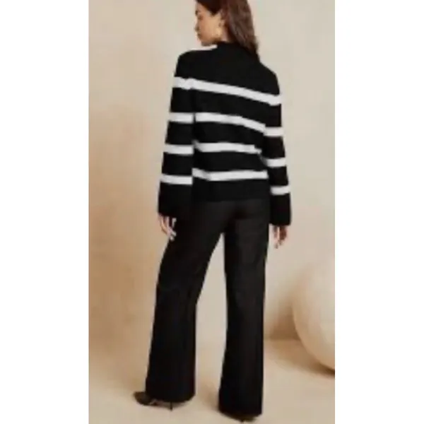 Banana Republic Johnny Collar Striped Sweater‎ Black White XL 768623-01 Womens - Image 2