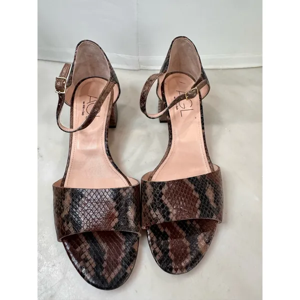 AGL Snake Embossed Brown Strappy Block Heel Sandals EU 39.5 - Image 2
