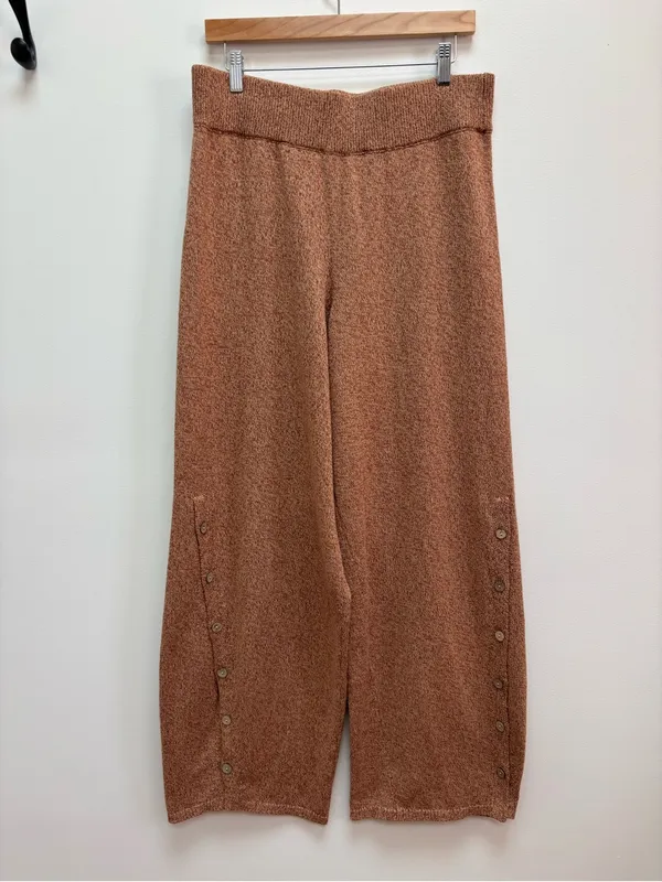 Free People Free-est Button Up Sweater Pants Wide Leg in Chutney Sand L - Image 3