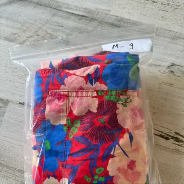 Zara Boho Floral Jogger Style Cotton‎ Lightweight TrouserPants Cropped Red Belt - Image 13