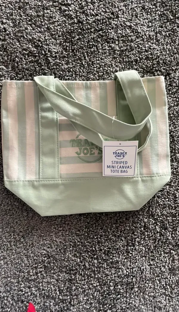 Trader Joe’s striped mini tote bag Green - Image 2
