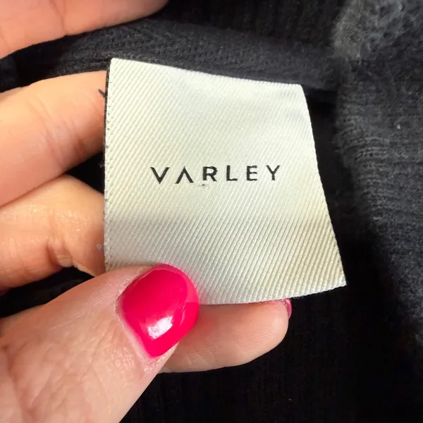 Varley Black Mock Neck‎ Cinched Waist Sweatshirt Ribbed Sleeves Small - Image 2
