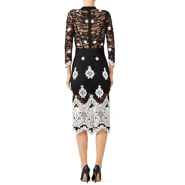 Alexis Helina Black White Bodycon Midi Dress Sleeveless Cocktail Size S - Image 2