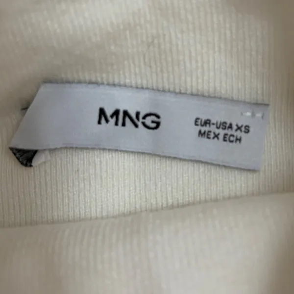 Mango MNG Womens Cream White Mock Neck Ribbed Knit‎ Long Sleeve Sweater XS - Image 6