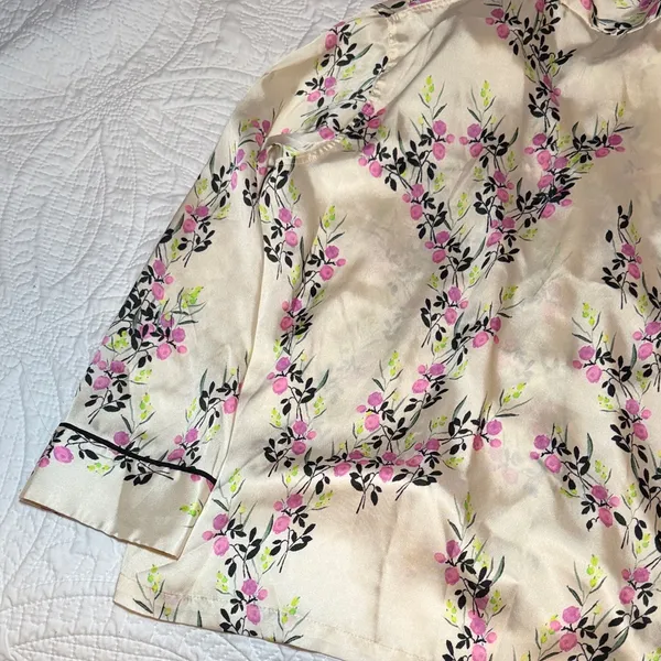 Zara Printed Piped Satin Shirt - Image 6