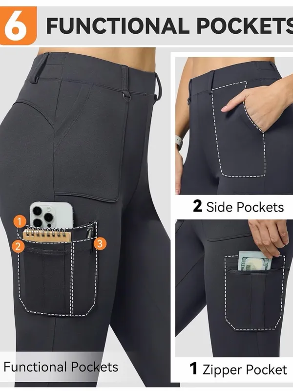 Women's Dark Gray Utility yoga Pants with Side Cargo Pockets - Image 5