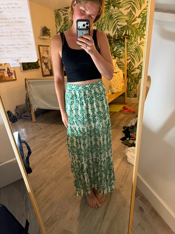 Skies Are Blue green floral maxi skirt S - Image 4