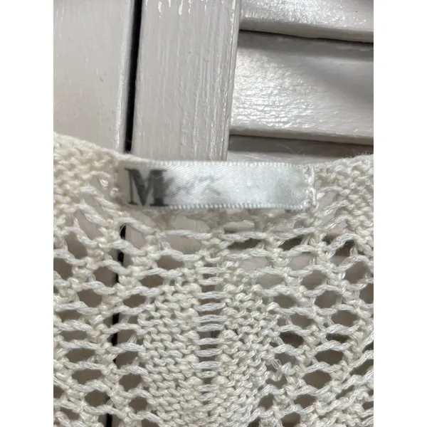 M LAK Cream Open Crochet Tank Top Size Large Relaxed Pockets Soft Boho - Image 2