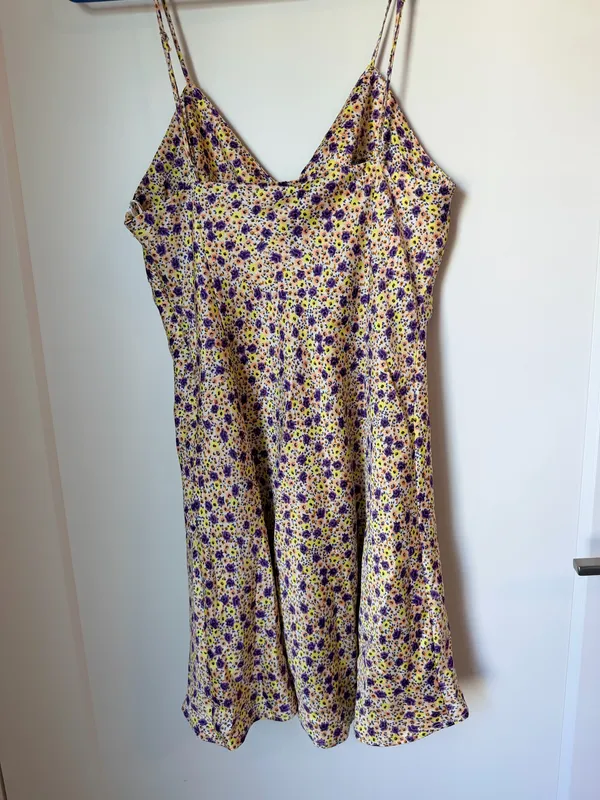Zara‎ Yellow Floral Draped Satin Effect Mini Dress - Image 2