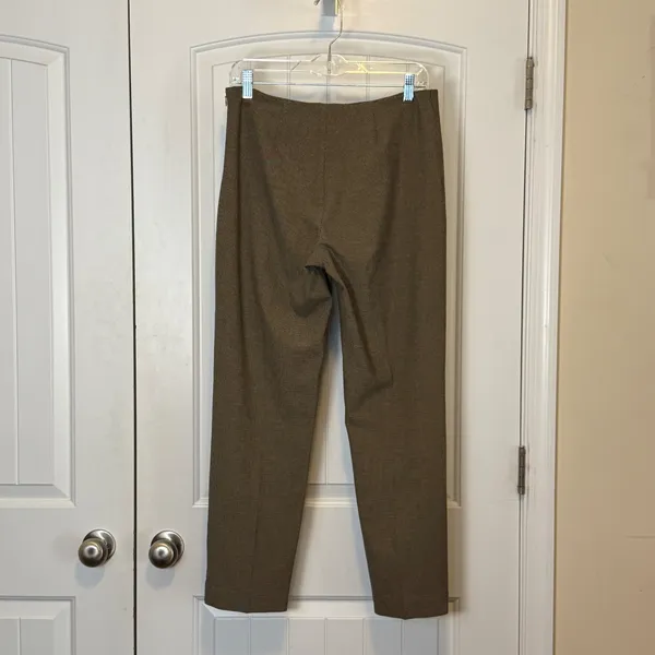 Eleven Luxe Dress Pants 10 Brown Micro Houndstooth High Waist Straight Leg Zip - Image 3