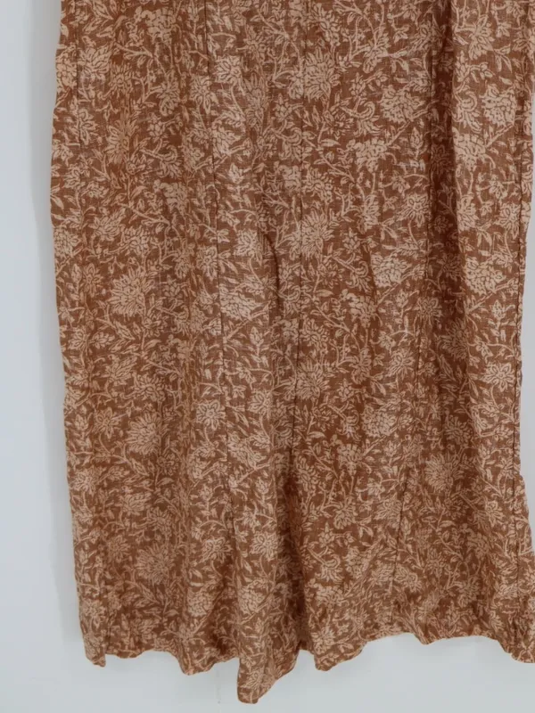 Faherty Kendall Palms Linen Maxi Dress Women’s Small Brown Tie Strap Button - Image 13