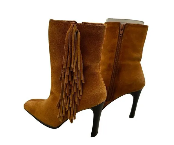 Vintage Predictions Suede Leather Fringe Boots Size 5 - Image 4