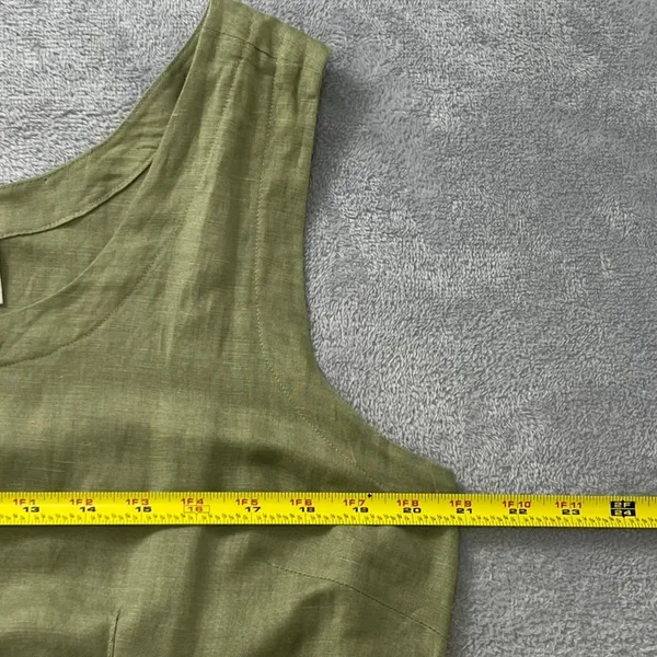 Cherokee Sage Green Linen Rayon Maxi Dress Tank Sleeveless Patch Pockets Large - Image 8