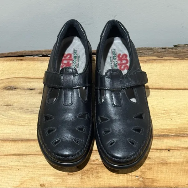SAS‎ Roamer womens black leather strap loafers size 6N A26 - Image 4