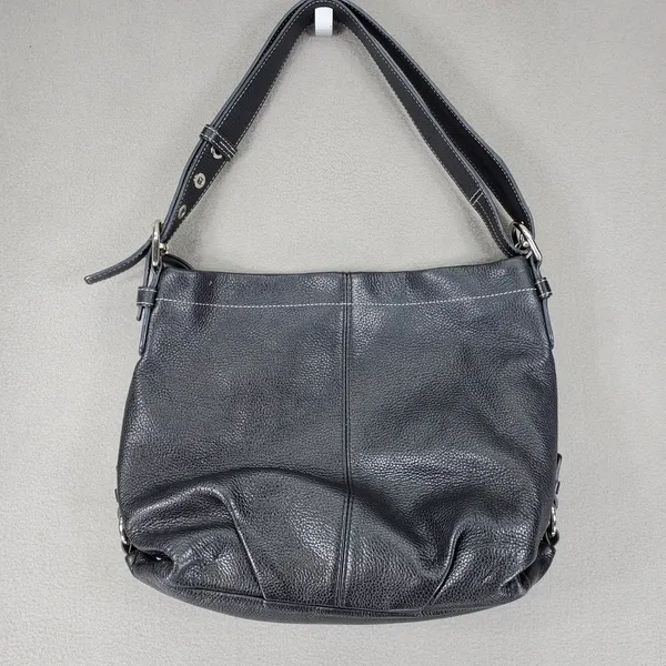 Coach Y2K Hobo Bag Black Pebbled Leather Silver Hardware F15064 Medium VTG - Image 5