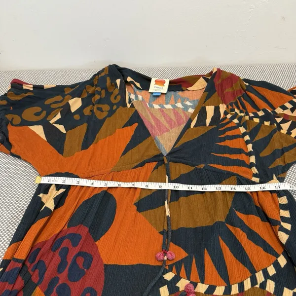 Farm Rio V-Neck Printed KaftanDress, Size S - Image 12