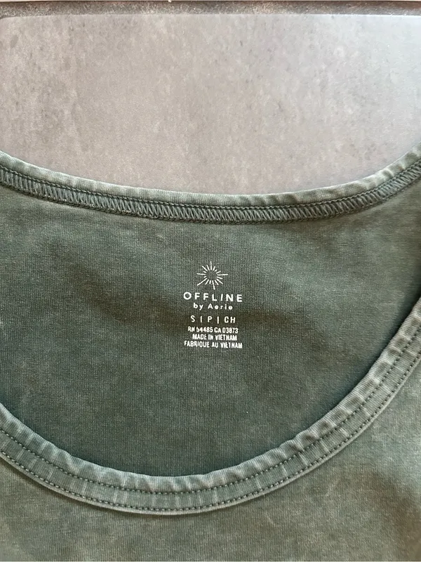 OFFLINE by Aerie Cropped Scoop-neck Tank — Mineral-washed Green - Image 4