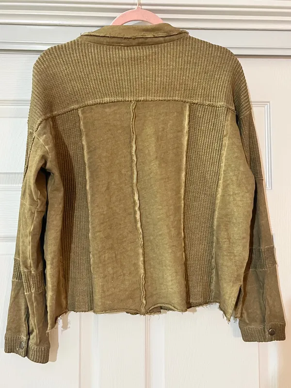 POL Olive Green Button-Up Shacket - Image 2