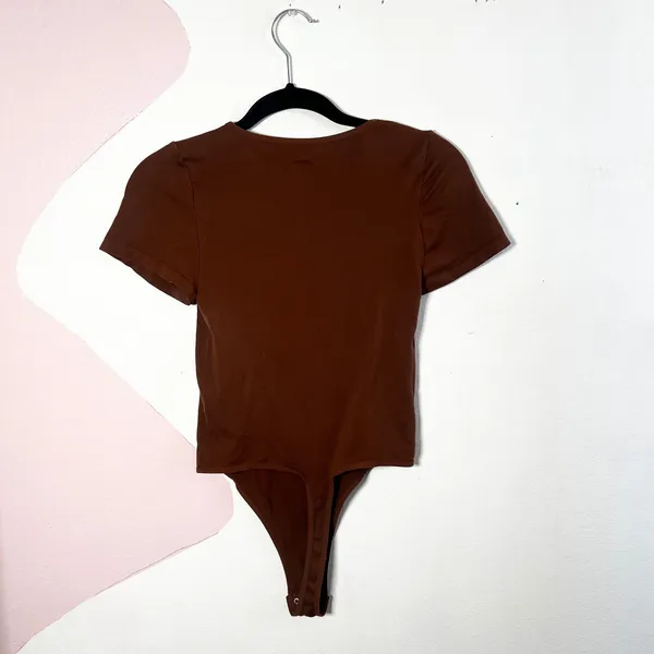 Intimately Free People Seamless Bodysuit Top Brown Short Sleeve‎ M/L - Image 2