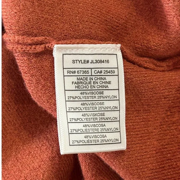 Betsey Johnson Knit Sweater Dress Fall Burnt Orange Puff Sleeve Midi L - Image 8