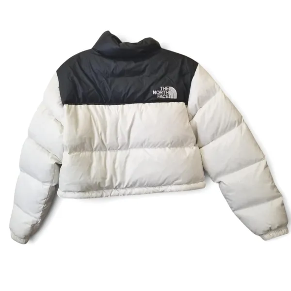 The North Face Nuptse Short Jacket Womens S White Black 700 Fill Down Puffer - Image 2