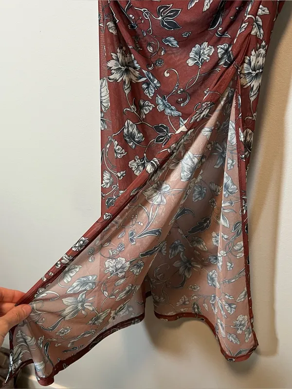 Anthropologie‎ Maeve The Aleda Mesh Ruched Maxi Skirt Brown Floral XS NWT - Image 5