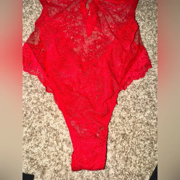 VS Red Lace Teddy Lingerie - Image 4