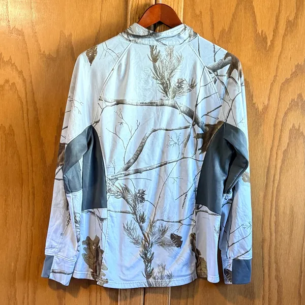 Realtree APC Camo Quarter Zip Pullover Womens‎ Large White Grey Fleece Lined M/L - Image 7