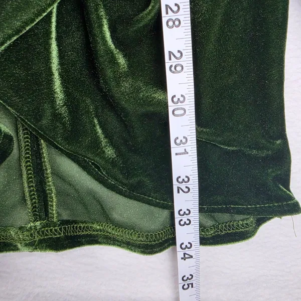 PrettyLittleThing NWT Olive Velvet Twisted Cut Out Ruched Bodycon Dress Size 4 - Image 10