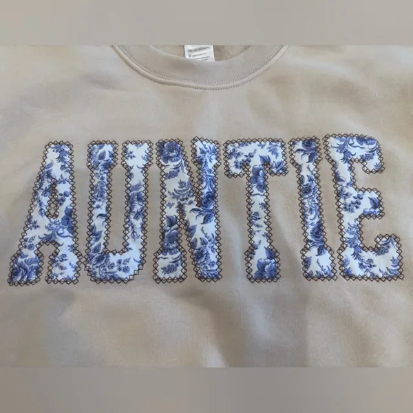 NWOT “Auntie” Crewneck Sweatshirt Tan - Image 2