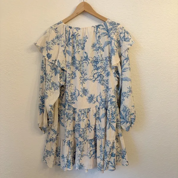 Free People‎ Sunbaked Swing Mini Dress M Cottagecore Tiered Whimsy Floral Toile - Image 7