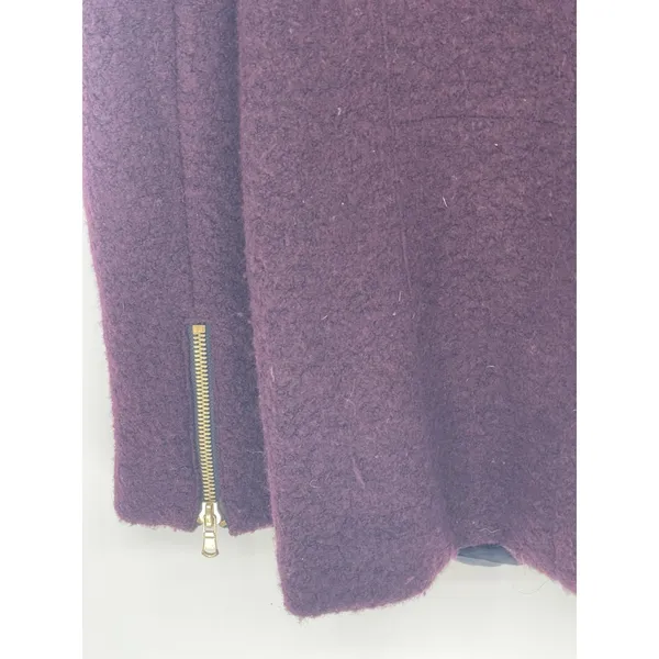 Forever21 Moto Wool Jacket Womens Size L Burgundy, Gold Zipper‎ - Image 6