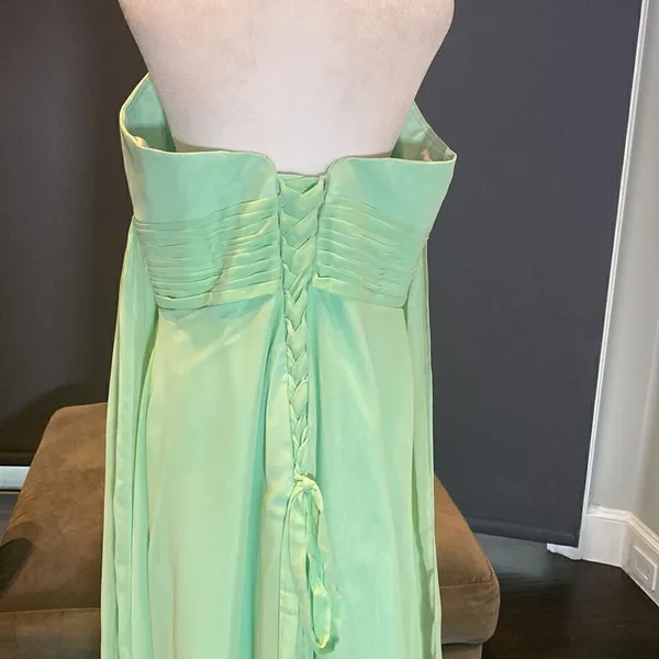 Women’s Full Length Sleeveless Green Chiffon Dress Long Flowing Panels Size 14 - Image 7