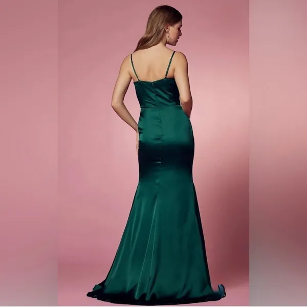NWT NOX ANABEL‎ Simple Long Classic Dress with Cowl V-Neck in Green Sz 4 $249 - Image 3