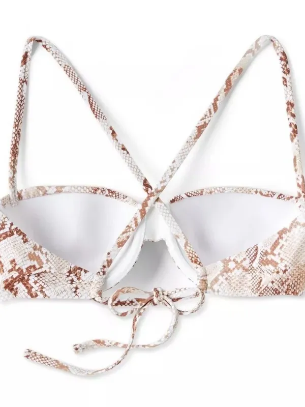 Shade & Shore Brown & Cream Snakeskin Print Underwire Bikini Swim Top - Size 32B - Image 4