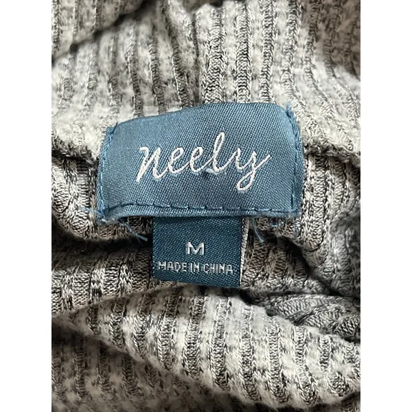 Neely Women's Gray Ribbed Knit Cowl Neck Long Sleeve Mini Tunic Sweater Dress M - Image 5