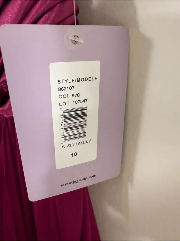 NWT JS Collections Pink Ruffle Halter Maxi Dress Formal Prom Size 10 - Image 5