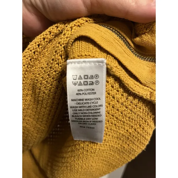 AKINI Dark Yellow Crewneck Cotton Blend Sweater With Side Zip Size M - Image 6