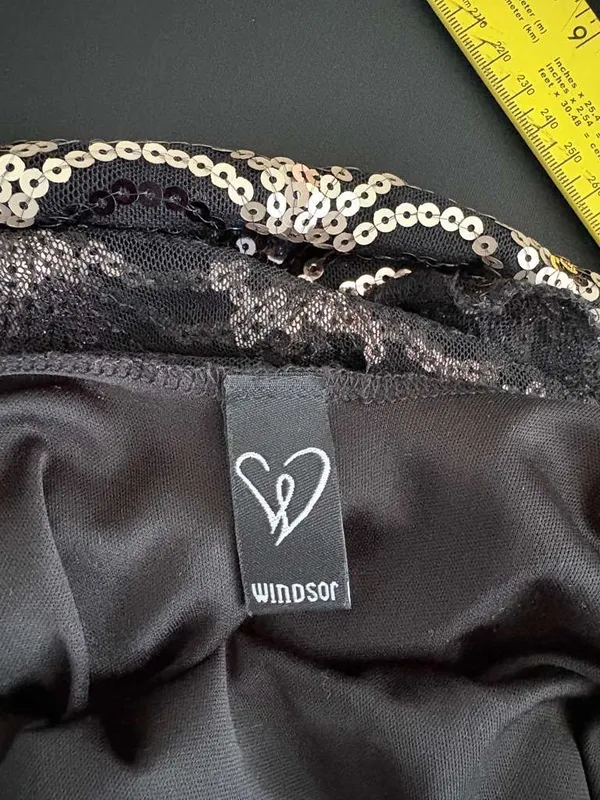 vintage Windsor Black Dress with Rose Gold & Silver Sequins - Image 4