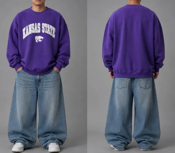 Vintage Purple Embroidered Kansas State Heavyweight Sweatshirt - Image 2