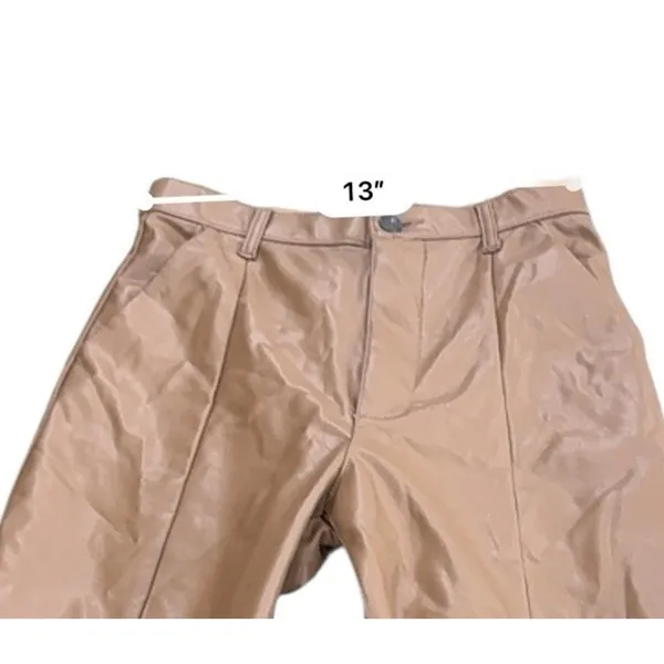 Abercrombie Faux Leather Pants Camel Brown Ultra High Rise Split Hem 4 27 - Image 8