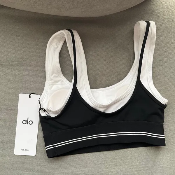 Alo Yoga Airbrush Better Together Bra Black/White XXS - Image 4