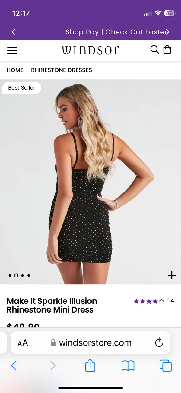 Windsor Mesh Black Rhinestone Dress - Image 2