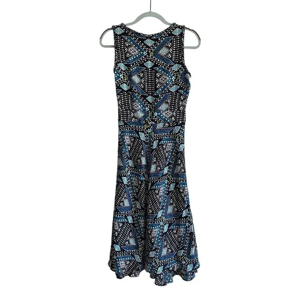 Tory Burch Camilla Dasha Silk Blue and Black Print Dress Size 4 - Image 2