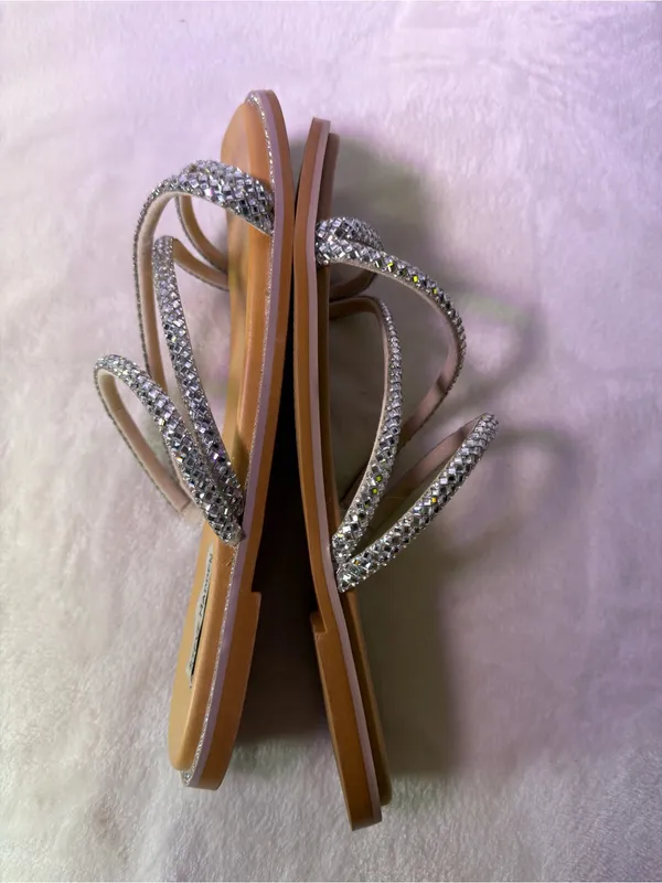Steve Madden Silver Crystal Strappy Slide Sandals - Image 6