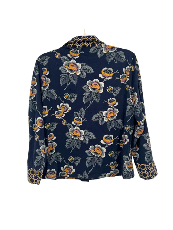 Vera Bradley Dottie Leaf Floral Pajama Set Navy Blue Size Medium - Image 4
