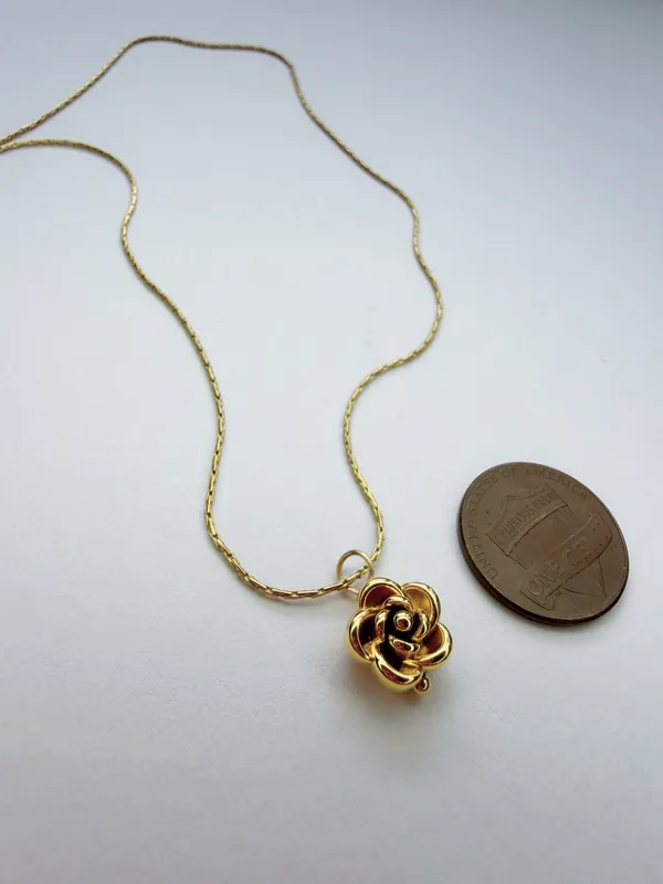 Gold dainty rose charm necklace - Image 2