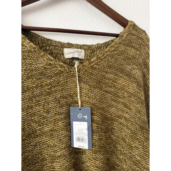 Universal Threads L Women’s Olive Marled 100% Cotton V-Neck Knit Sweater - Image 4
