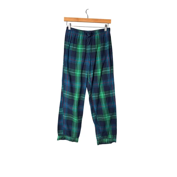 Wondershop Womens Pajama Set XS Green Blue Plaid Flannel Cotton Holiday Classic - Image 3