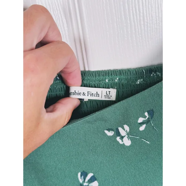 Abercrombie & Fitch Floral Babydoll Mini Dress Size LT Green Romantic Whimsical - Image 4